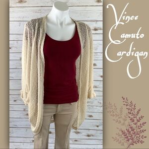 Vince Camuto Taupe Nubby Knit Cocoon Cardigan